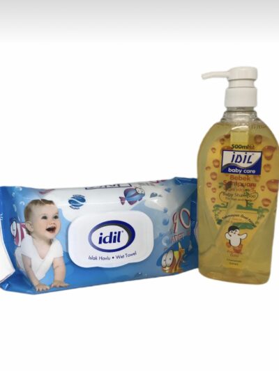 İDİL KAPAKLI ISLAK MENDİL 90’LI + İDİL BEBEK ŞAMPUANI 500 mL