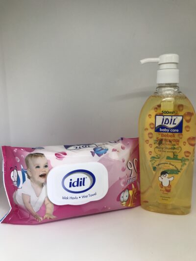 İDİL KAPAKLI ISLAK MENDİL 90’LI + İDİL BEBEK ŞAMPUANI 500 mL